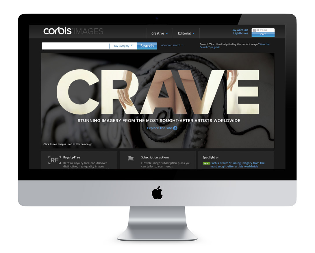 Crave Feature on Corbis Homepage